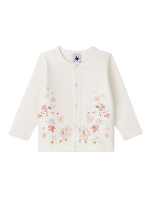 PETIT BATEAU Baby girl CARDIGAN IN TRICOT COTONE/LINO STAMPA